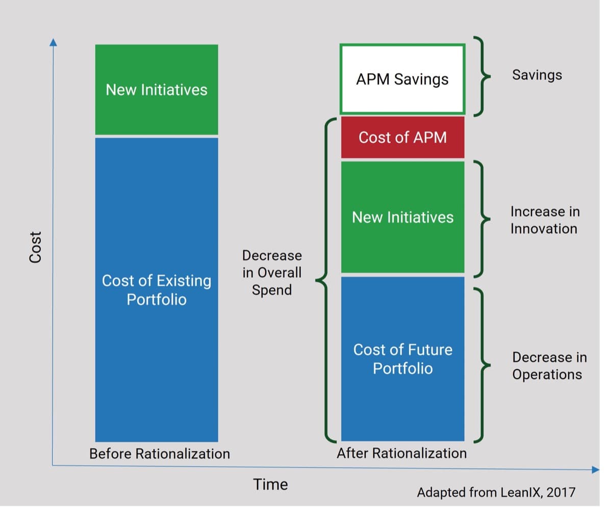 The image contains a screenshot of a graph to demonstrate APM and the costs.