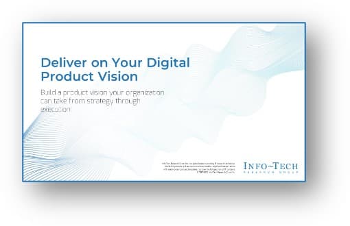 The image contains a screenshot of the Deliver on your Digital Product Vision blueprint.