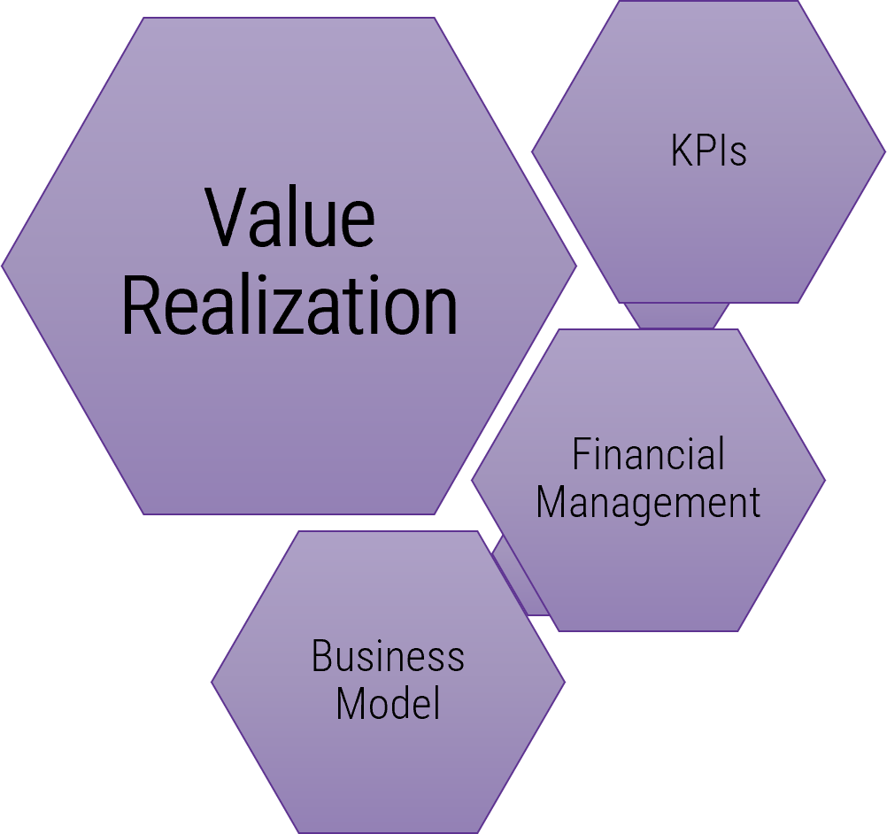 Capability 'Value Realization' with sub-capabilities 'KPIs', 'Financial Management', and 'Business Model'.