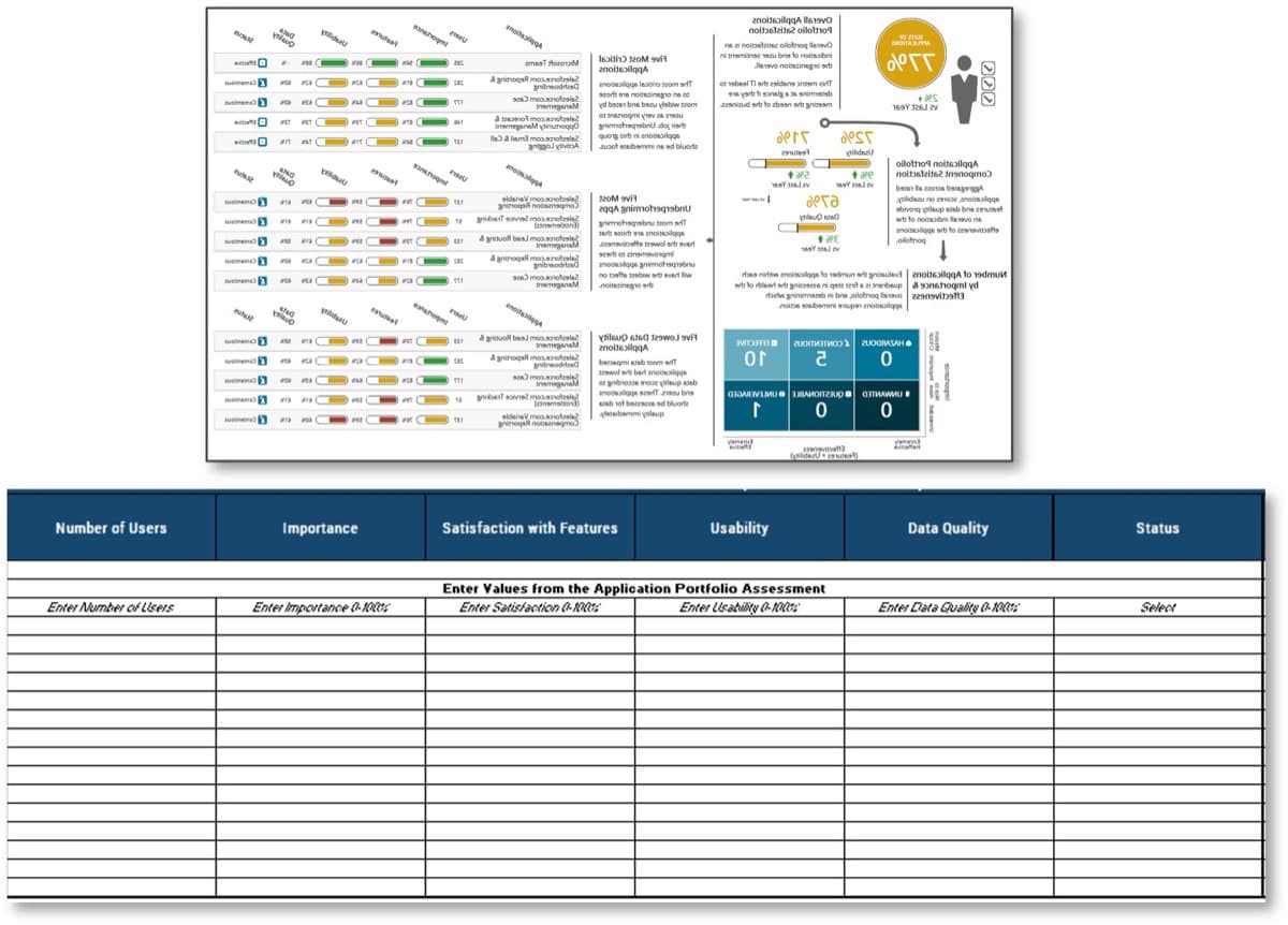 The image contains a screenshot of the Application Portfolio Assessment.