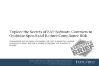 The image contains a screenshot of the Explore the Secrets of SAP Software Contracts to Optimize Spend and Reduce Compliance Risk.