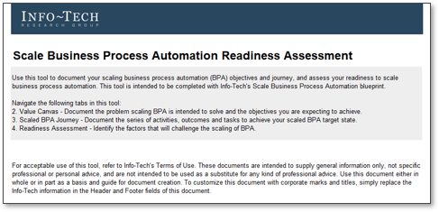 A screenshot from Info-Tech's Scale Business Process Automation Readiness Assessment