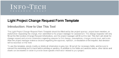 Info-Tech: Light change request form template.