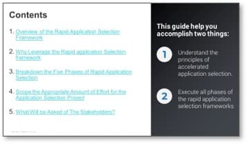 The image contains a screenshot of The Guide to Software Selection: A Business Stakeholder Manual.