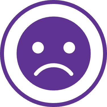 Purple frowny face.