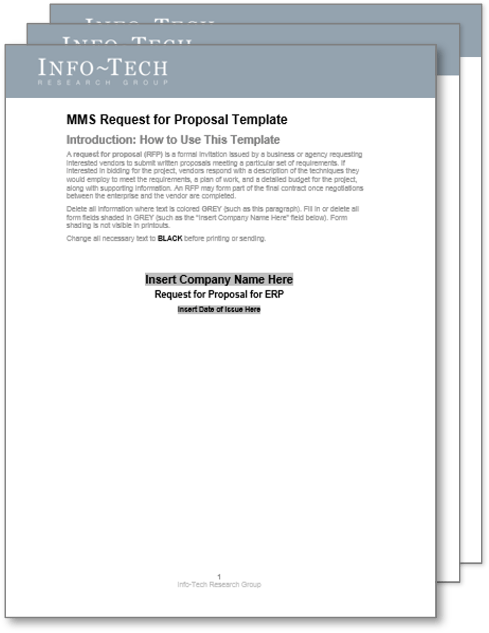 Sample of Info-Tech's MMS Request Proposal Template.
