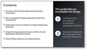 Sample of the Guide to Software Selection: A Business Stakeholder Manual deliverable.