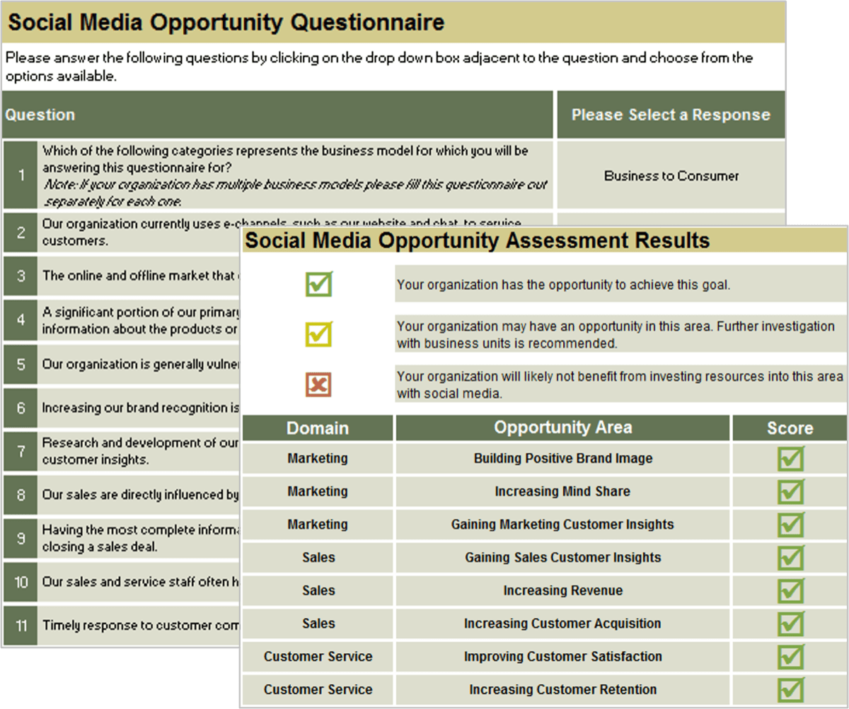 Sample of the Social Media Opportunity Assessment Tool.
