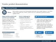 Sample of 'Vendor product demonstration' slide with 'Demo Script Template'.