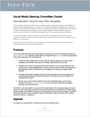 Sample of the Social Media Steering Committee Charter Template.
