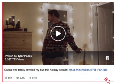 A screenshot of Tyler Posey's sponsored video.