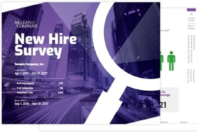 The image contains a screenshot of the New Hire Survey.