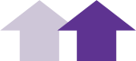An image of two upward facing arrows. The left arrow is faded purple, and the right arrow is dark purple.