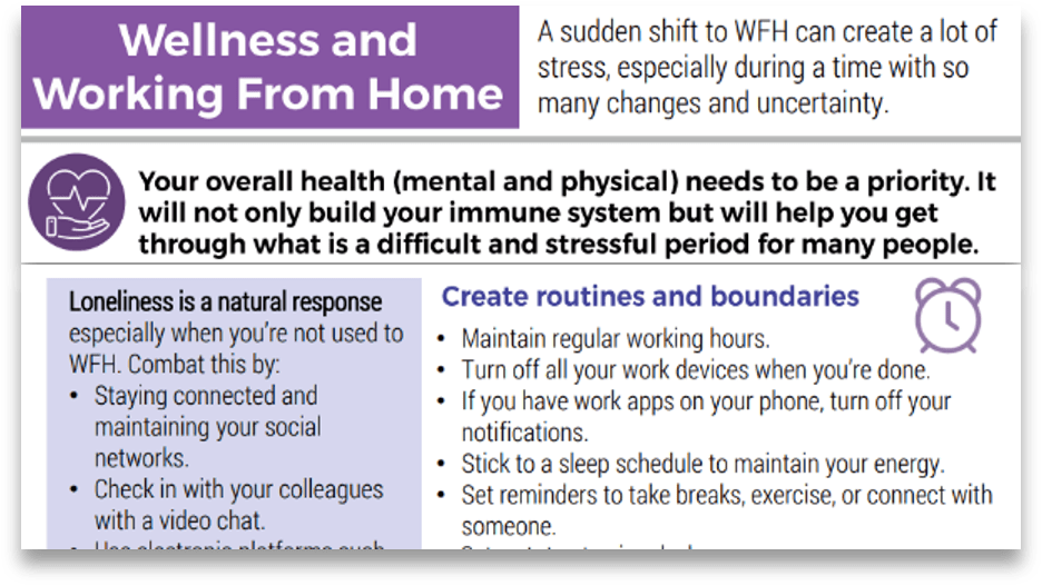Sample of Wellness and Working From Home: Infographic.