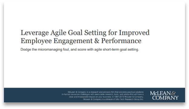 Sample of Leverage Agile Goal Setting for Improved Employee Engagement & Performance.
