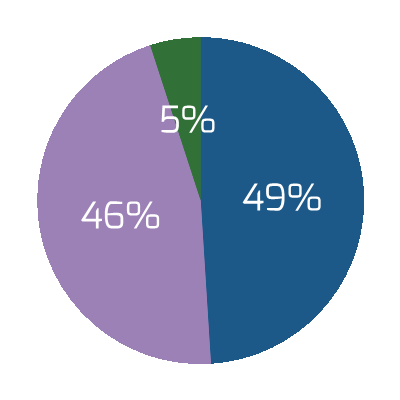 Pie graph representing response percentages from employees regarding importance of these factors. Flexible Work: 2019, Very 46%, Somewhat 49%, Not at All 5%.