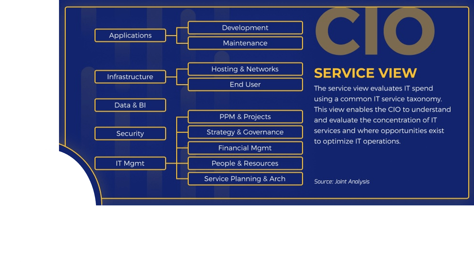 The image contains a screenshot of the CIO service view.