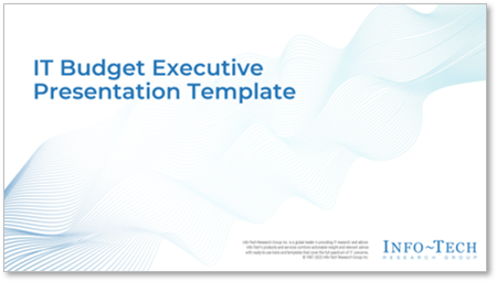 The image contains a screenshot of the IT Budget Executive Presentation Template.