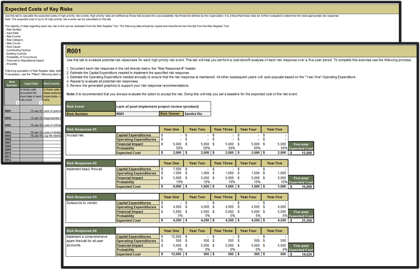 Sample of the Risk Costing Tool blueprint.