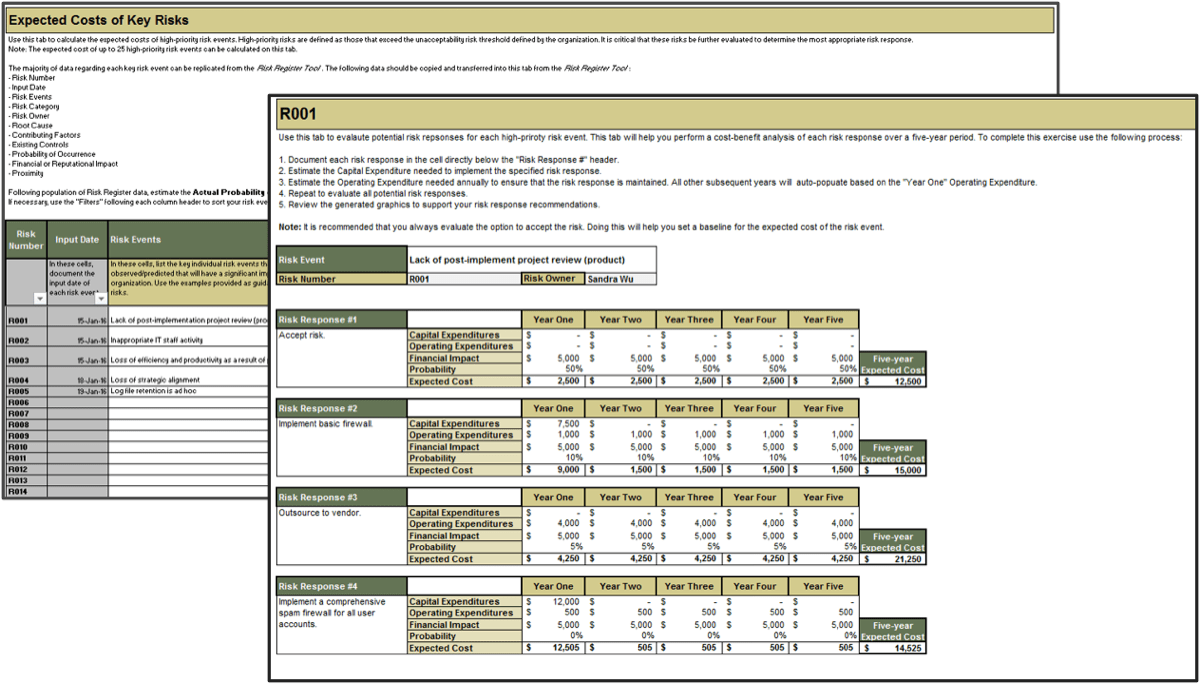 Sample of the Risk Costing Tool.