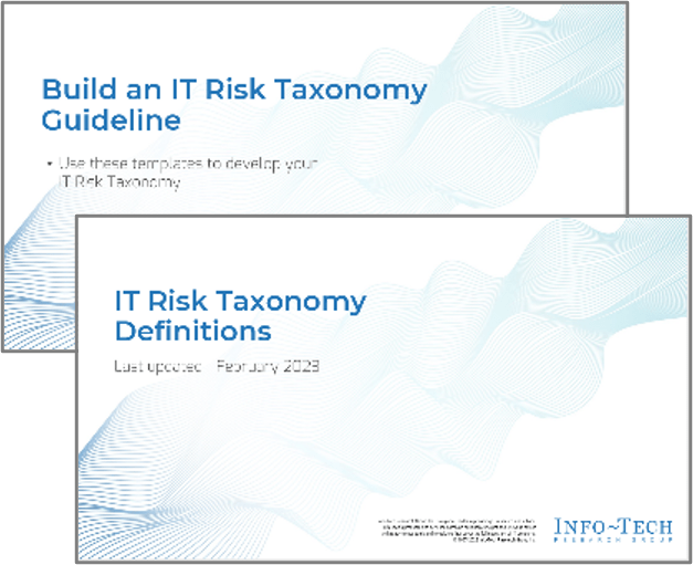 The image contains a screenshot of the build an it risk taxonomy guideline.