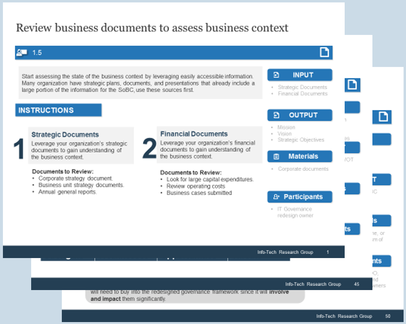 Sample of activity 1.7 'Review business documents to assess business context'.