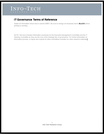 A mini sample of the 'IT Governance Terms of Reference'.