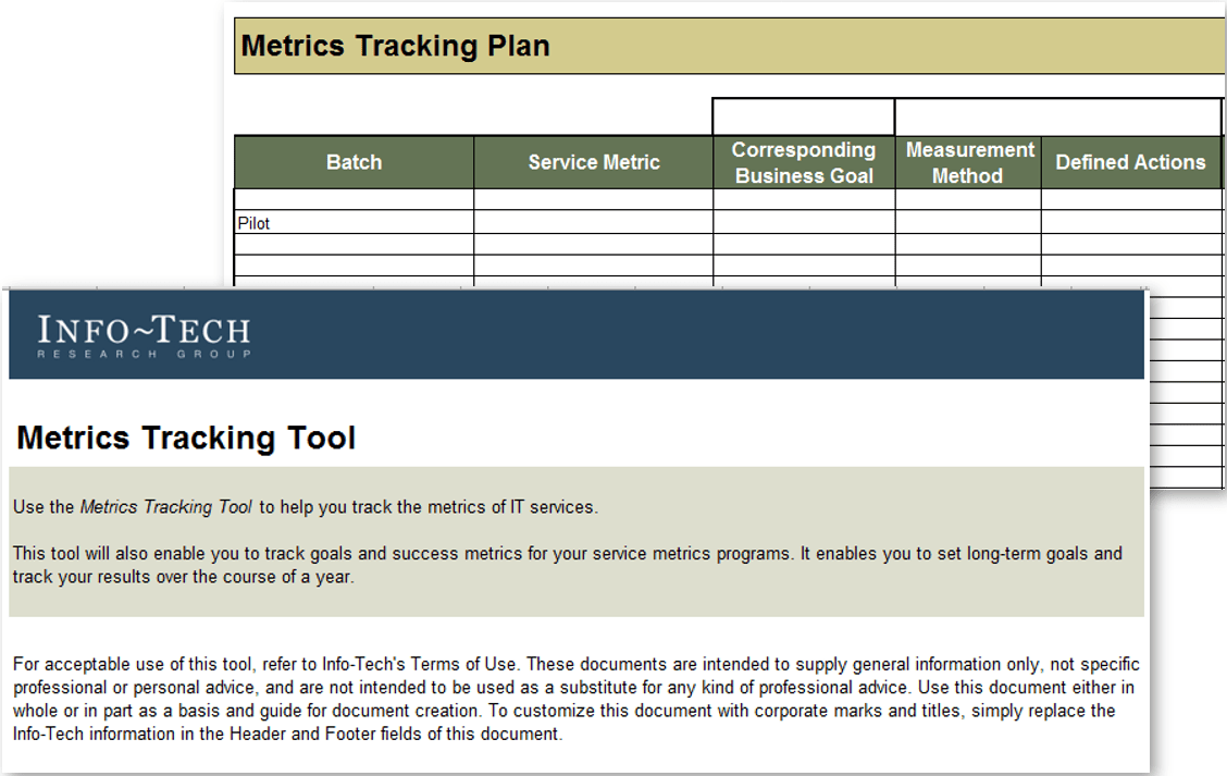 Sample of Info-Tech's Metrics Tracking Tool.