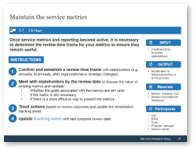 Sample of activity 3.7 'Maintain the service metrics'.