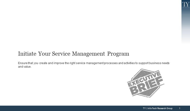 Initiate Your Service Management Program