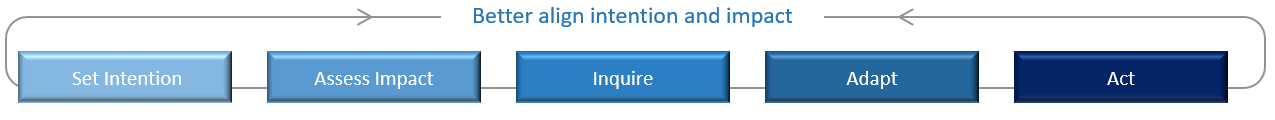 A diagram of elements that contributes to better align intention and impact