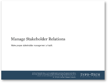 Sample of Info-Tech's 'Manage Stakeholder Relations' blueprint.