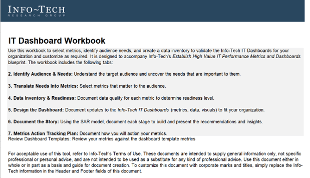 Photo of IT Dashboard Workbook