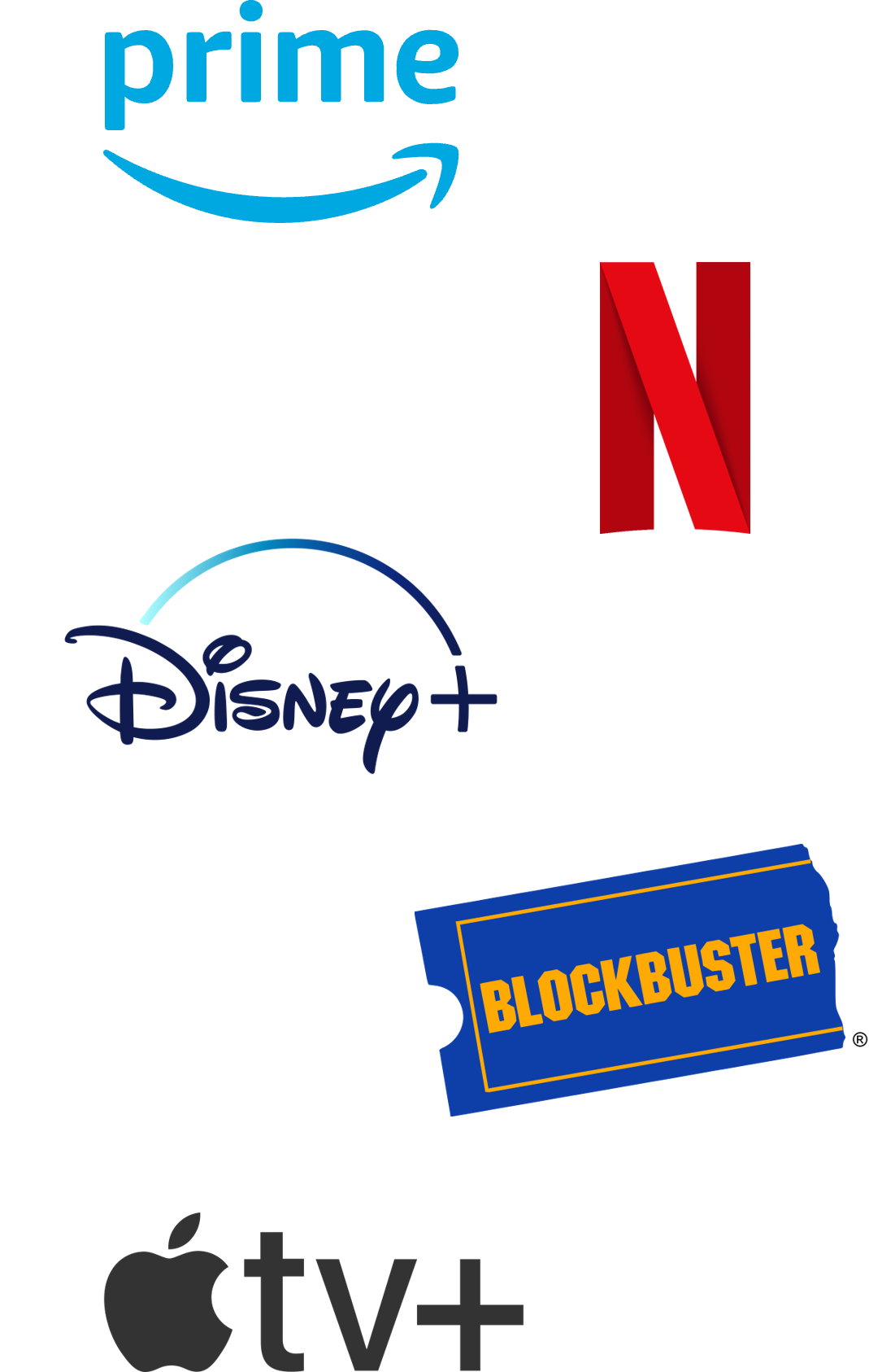 The image contains logos of companies related to data monetization as described in the text above. The companies are Amazon Prime, Netflix, Disney Plus, Blockbuster, and Apple TV.