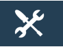 A small monochrome icon of a wrench and screwdriver creating an X.