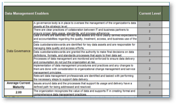 Sample of the 'Data Management Assessment and Planning Tool' deliverable.