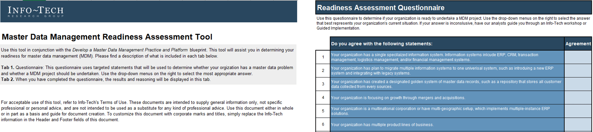 The image contains screenshots of the MDM Readiness Assessment Tool.