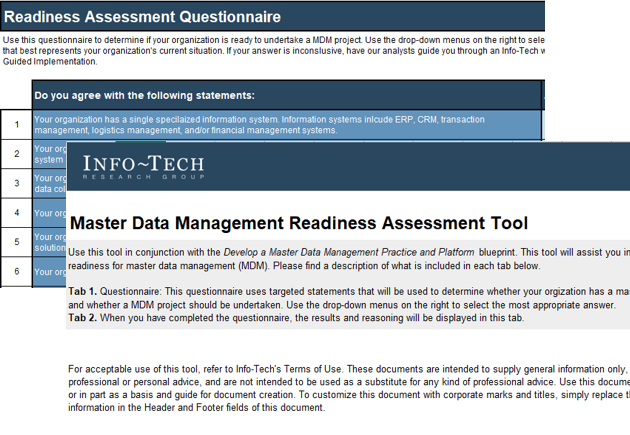 The image contains a screenshot of the MDM Readiness Assessment Tool.
