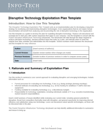 Disruptive Technology Exploitation Plan Template