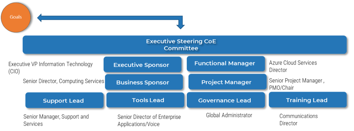 This image contains a screenshot of the organization of the CoE Steering Committee