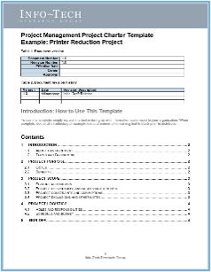 This is a screenshot from the Enterprise Printing Project Charter