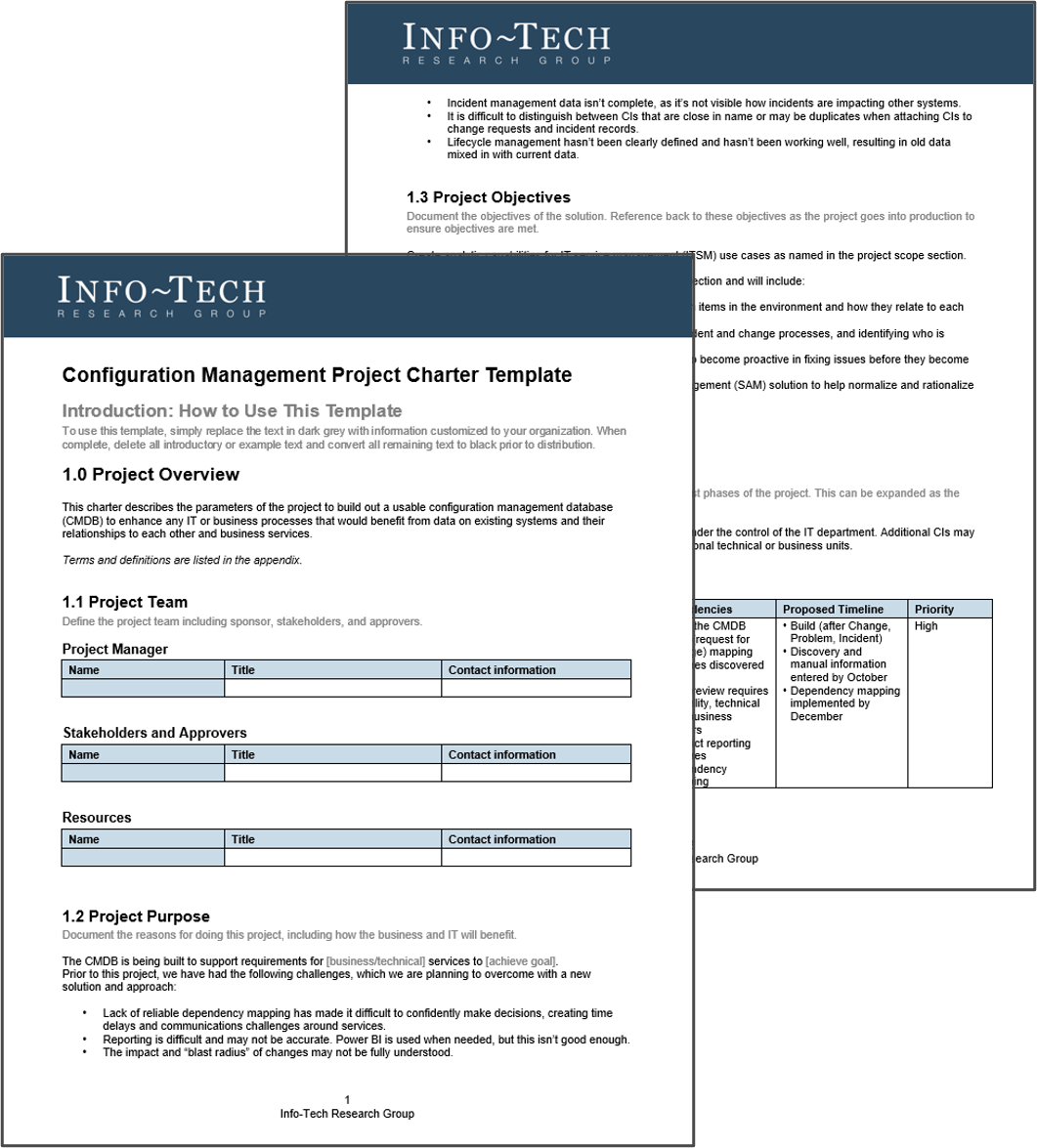 Two Screenshots from the Configuration Management Project Charter