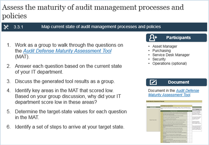 Sample of activity 3.3.1 'Assess the maturity of audit management processes and policies'.