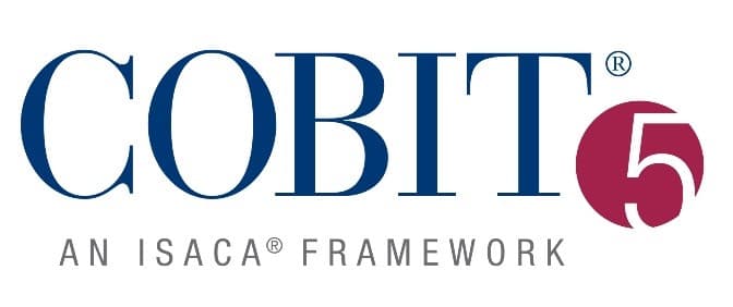 The image contains a picture of the COBIT 5 logo.