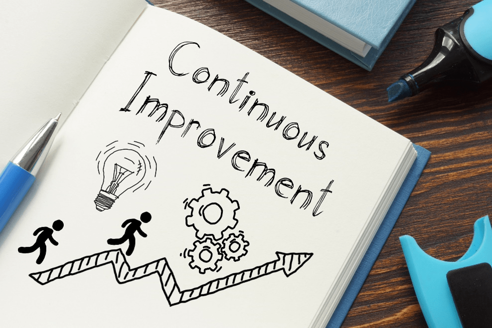 Image of a notebook with an illustration titled 'Continuous Improvement'.