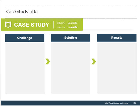 This image contains a screenshot of info-tech's default format for presenting case studies.