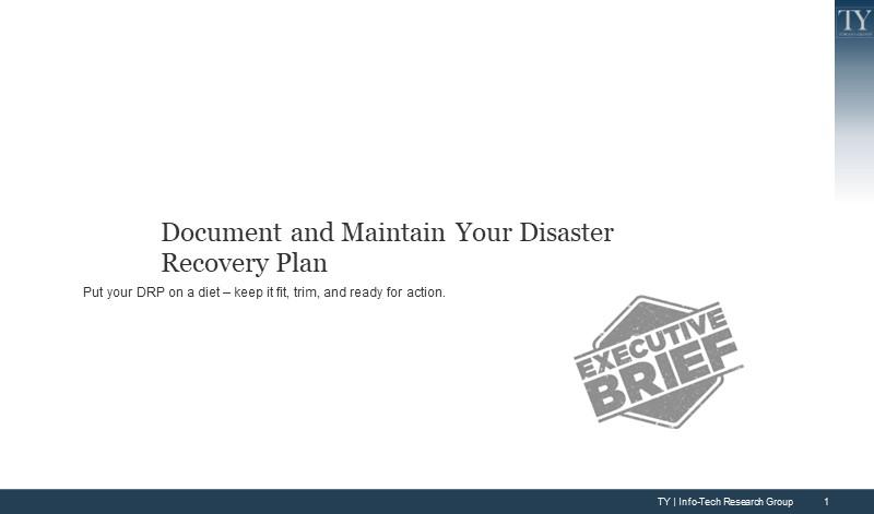 Document and Maintain Your Disaster Recovery Plan