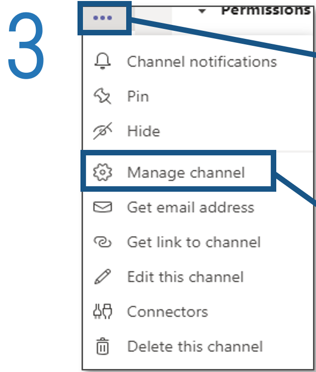 Screenshot detailing how to create a new channel in Microsoft Teams, step 3.