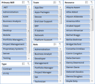 The image shows the list of slicers available using the Capacity Locator tab.