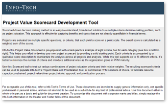 A screenshot of Info-Tech's Project Value Scorecard Development Tool